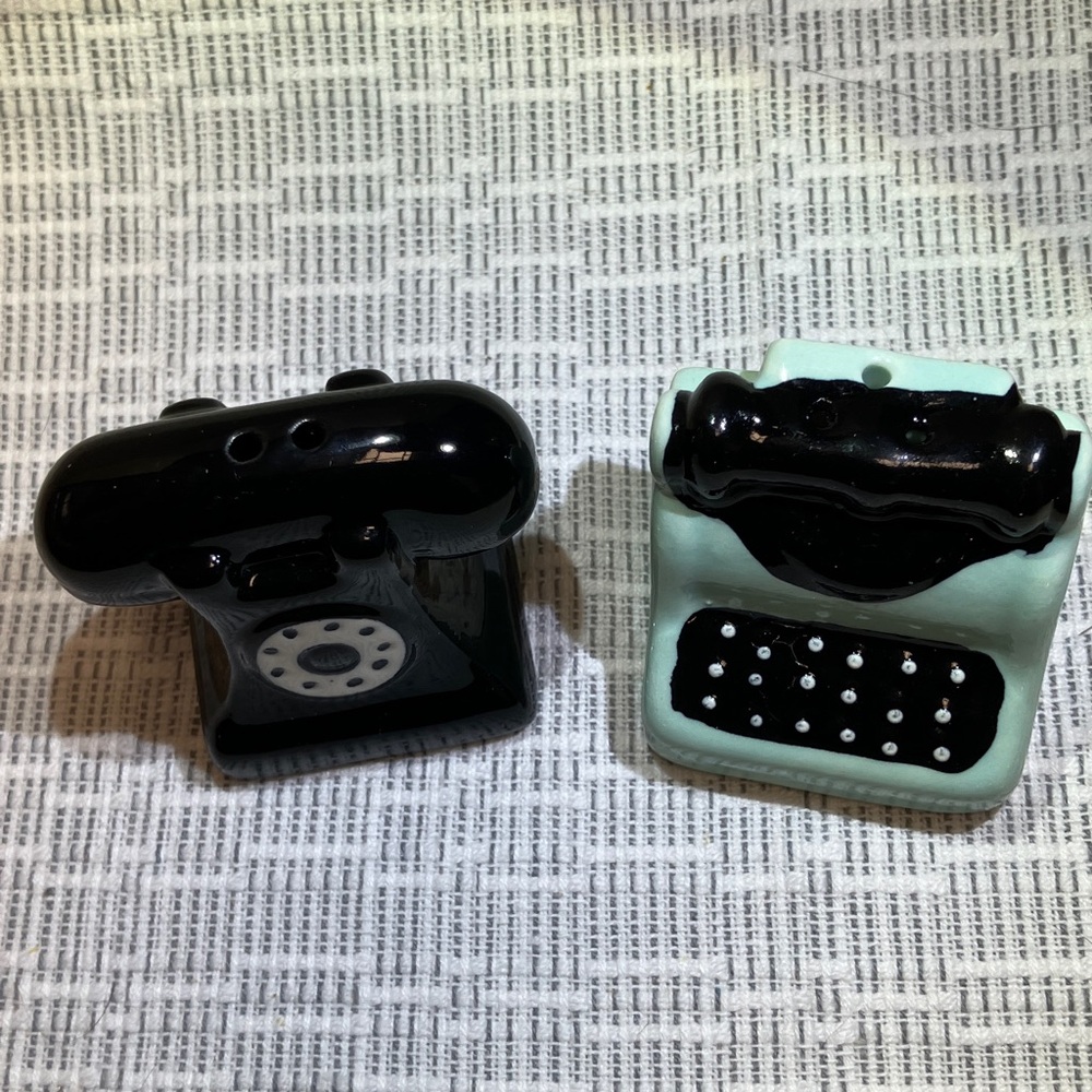 Vintage Style Black and Mint Salt and Pepper Shakers